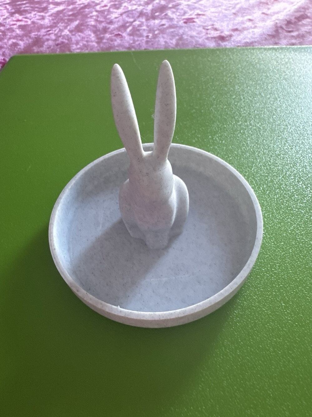 Gray Rabbit Ring Holder Jewelry Tray Trinket Holder Easter Cute